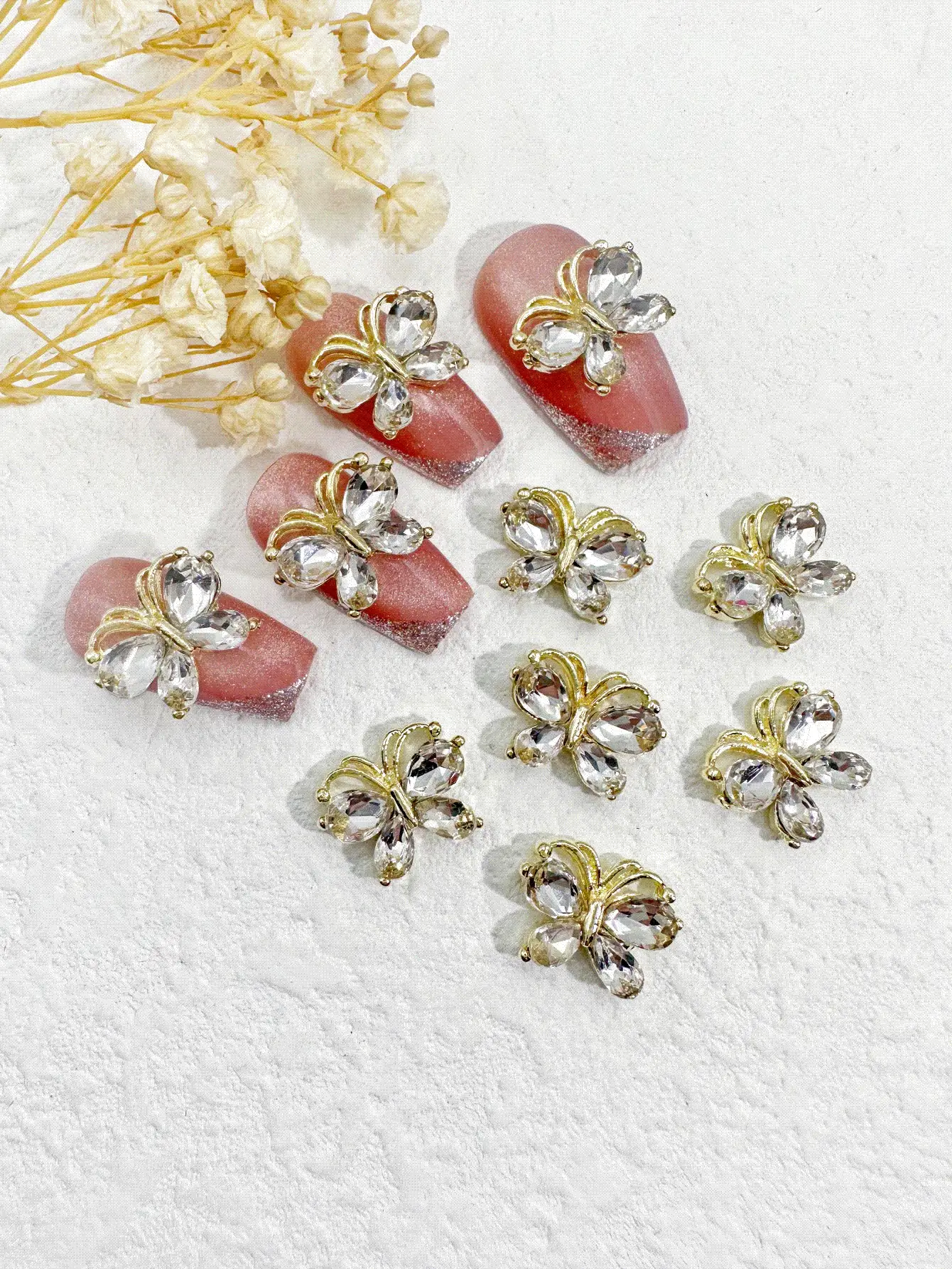 10 cái Rhinestone Butterfly Design Nail Art Trang trí - Vàng - Xem 2