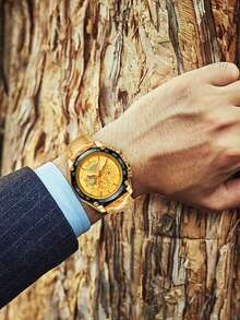 Men Round Pointer Mechanical Watch - Gold - View 2