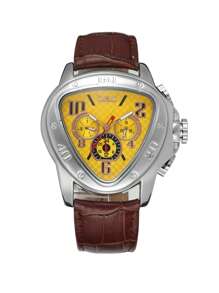 男士防水三角形指針機械手表