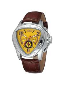 男士防水三角形指針機械手表