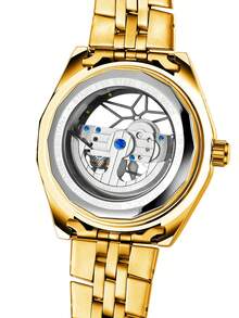 Hombres Reloj mecánico esqueleto esfera - Dorado - Ver 6