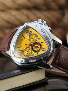 男士防水三角形指針機械手表