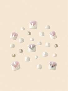 Nâng cấp diện mạo của bạn với 24 chiếc Bộ móng chân giả vuông ngắn kiểu Pháp vượt thời gian Trang trí toàn bộ móng chân giả - Nhiều màu - Xem 3