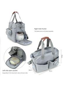 1pc Shoulder Tote Bag With Pacifier Pouch, Mommy Bag - Blue - View 5