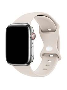 1入組交錯蝴蝶和八字扣矽膠運動智能手錶帶，奶白色，適用於 Apple Watch 45mm 38mm 40mm 41mm 42mm 44mm帶，兼容Apple Watch Series Ultra/SE/8/7/6/5/4/3/2/1(Note: 不是智慧手錶，只是手錶帶配件) - 米色 - 查看 1