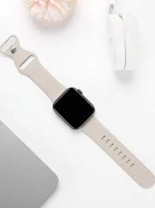 1入組交錯蝴蝶和八字扣矽膠運動智能手錶帶，奶白色，適用於 Apple Watch 45mm 38mm 40mm 41mm 42mm 44mm帶，兼容Apple Watch Series Ultra/SE/8/7/6/5/4/3/2/1(Note: 不是智慧手錶，只是手錶帶配件) - 米色 - 查看 2