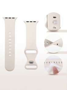 1入組交錯蝴蝶和八字扣矽膠運動智能手錶帶，奶白色，適用於 Apple Watch 45mm 38mm 40mm 41mm 42mm 44mm帶，兼容Apple Watch Series Ultra/SE/8/7/6/5/4/3/2/1(Note: 不是智慧手錶，只是手錶帶配件) - 米色 - 查看 3