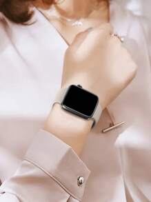 1入組交錯蝴蝶和八字扣矽膠運動智能手錶帶，奶白色，適用於 Apple Watch 45mm 38mm 40mm 41mm 42mm 44mm帶，兼容Apple Watch Series Ultra/SE/8/7/6/5/4/3/2/1(Note: 不是智慧手錶，只是手錶帶配件) - 米色 - 查看 4