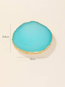 Palette de vernis à ongles ovale en résine, bord bleu doré, mélange de couleurs, Palette de dessin, affichage de vernis Gel, outil de manucure, 1 pièce