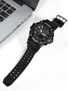 1pc Kids Black TPU Strap Round Dial Digital Watch For Daily Life - Black - View 3