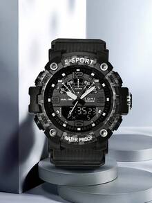 1pc Kids Black TPU Strap Round Dial Digital Watch For Daily Life - Black - View 4