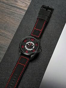 1pc Boys Two Tone PU Polyurethane Strap Round Dial Digital Watch For Daily Life - Black - View 2