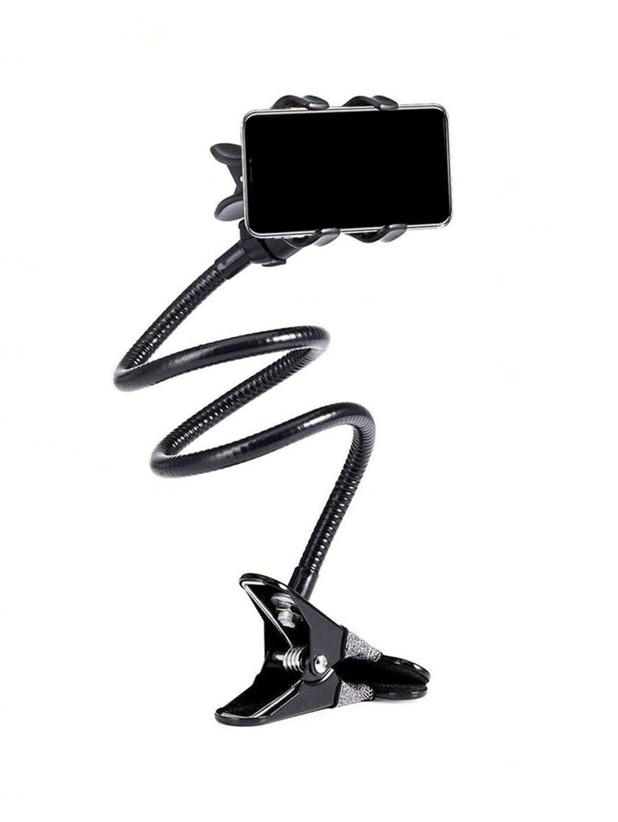 Support Téléphone Lit/bureau Avec Clip - Col De Cygne Réglable, Blanc | Fixation Stable Pour Table De Chevet, Cuisine