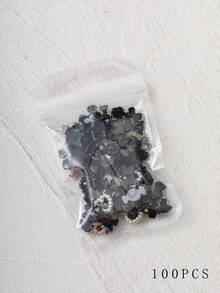 随机美甲饰品，1 包白色黑色蝴蝶结熊 3D 兔子心形五瓣花指甲装饰美甲用品 - 黑色 - 查看 2