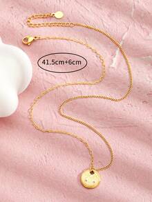 1入組兒童字母和卡通雞細節圓形不銹鋼吊墜項鍊適合派對禮品