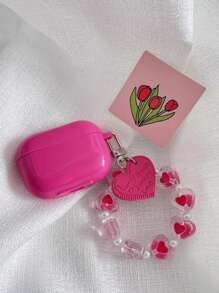 Funda compatible con Airpods colgante de corazón - Rosa Fucsia - Ver 1