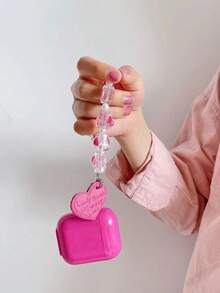 Funda compatible con Airpods colgante de corazón - Rosa Fucsia - Ver 2