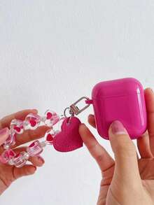 Funda compatible con Airpods colgante de corazón - Rosa Fucsia - Ver 3