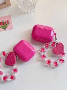 Funda compatible con Airpods colgante de corazón - Rosa Fucsia - Ver 4