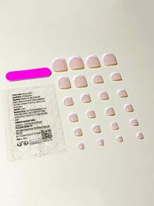 24 Chiếc Phong Cách Pháp Long Lanh Ngắn Vuông Giả Móng Chân & 1 Dũa Móng Tay & 1 Tờ Băng Ấn Vào móng Tay Dụng Cụ Làm Móng - Nhiều màu - Xem 2