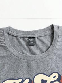 Flirla Áo thun Plus size Slogan Giải trí - Màu Xám nhạt - Xem 3