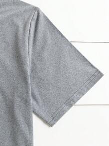 Flirla Áo thun Plus size Slogan Giải trí - Màu Xám nhạt - Xem 5