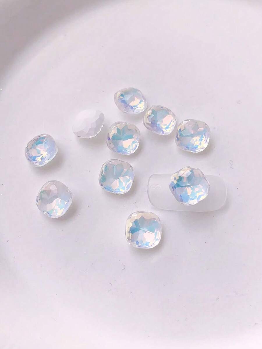 10入組方形玻璃美甲飾品 - 白色 - 查看 1