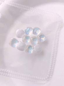 10入組方形玻璃美甲飾品 - 白色 - 查看 2