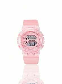 1pc Kids Pink Plastic Strap Round Dial Digital Watch For Daily Life - Pink - View 2