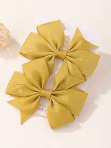 bilicaca 2pcs Girls Bow Decor Alligator Hair Clip Untuk Hiasan Rambut - Kuning - View 2