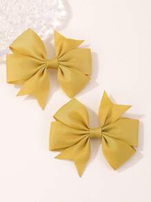 bilicaca 2pcs Girls Bow Decor Alligator Hair Clip Untuk Hiasan Rambut - Kuning - View 4