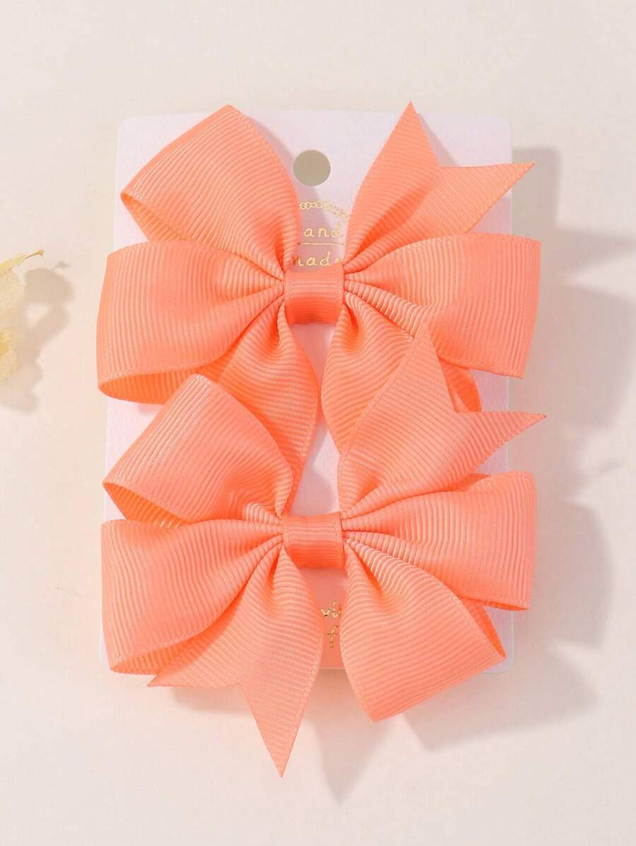 bilicaca 2入組女孩蝴蝶結裝飾鴨嘴夾適用於頭髮裝飾用品 - 粉色 - 查看 1