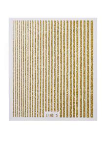 1張金屬亮絲條紋圖案美甲貼紙金色美甲貼花 - 金色 - 查看 3
