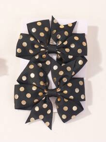 2pcs Girls Polka Dot Bow Decor Alligator Hair Clip For Hair Decoration - Multicolor - View 1
