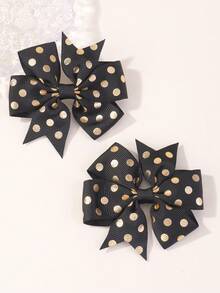 2pcs Girls Polka Dot Bow Decor Alligator Hair Clip For Hair Decoration - Multicolor - View 2
