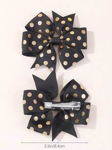 2pcs Girls Polka Dot Bow Decor Alligator Hair Clip For Hair Decoration - Multicolor - View 3