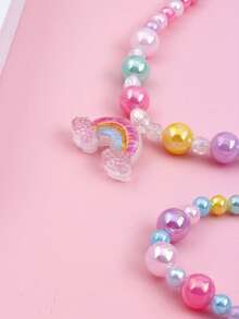 1 vòng cổ mặt dây chuyền cầu vồng đầy màu sắc cho bé gái & 1 vòng đeo tay cho bữa tiệc - Nhiều màu - Xem 4