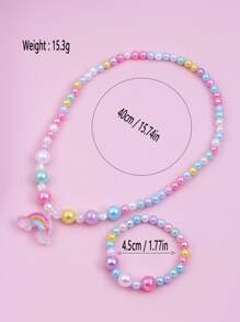 1 vòng cổ mặt dây chuyền cầu vồng đầy màu sắc cho bé gái & 1 vòng đeo tay cho bữa tiệc - Nhiều màu - Xem 6