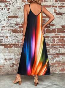 LONESS 燈印花吊帶連衣裙 - 彩色 - 查看 2