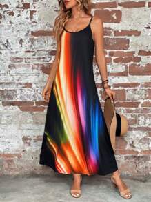 LONESS 燈印花吊帶連衣裙 - 彩色 - 查看 6