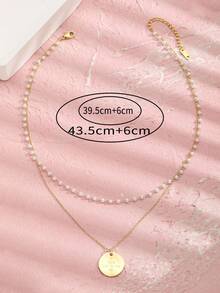 1pc Girls Slogan Graphic Round Pendant Necklace For Gift - Yellow Gold - View 3