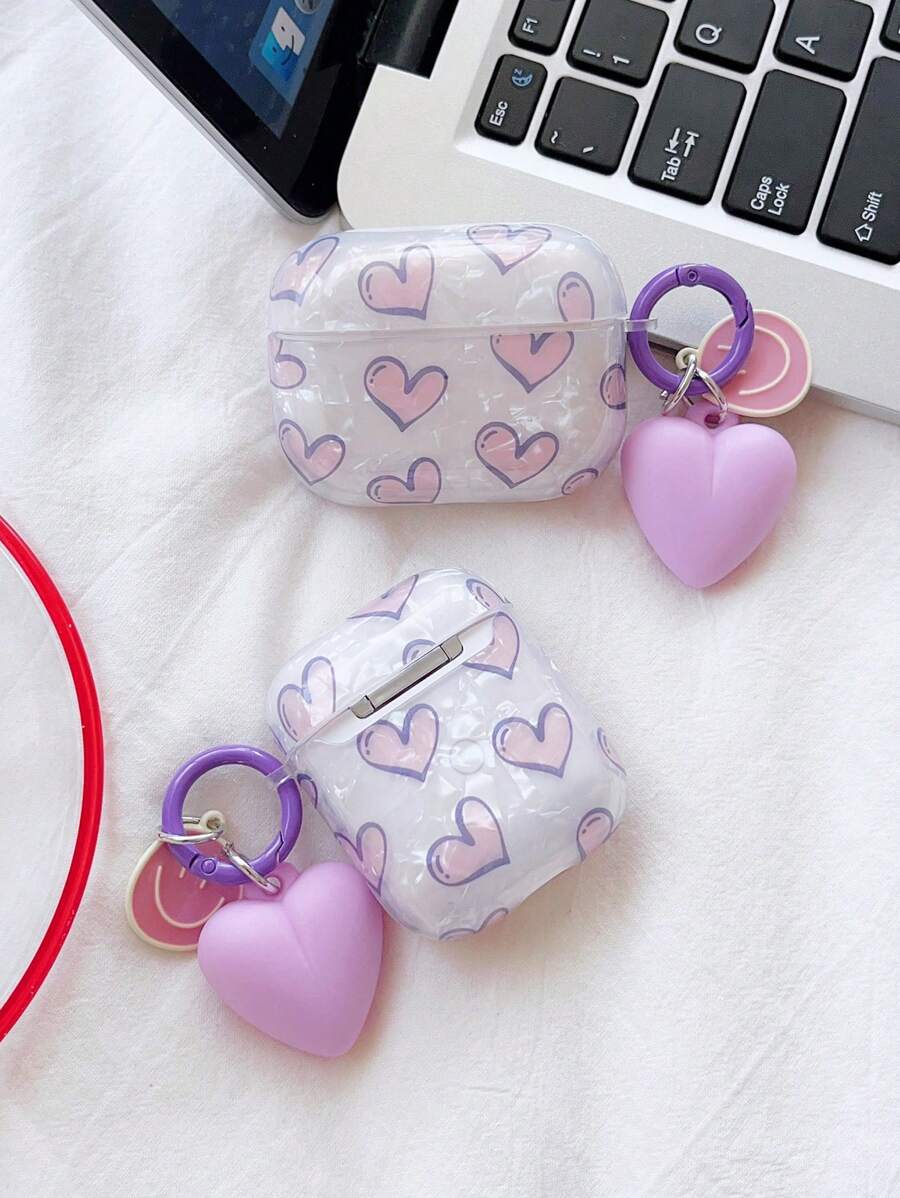 情人节 Y2K 心形图案保护壳 兼容 Airpods 兼容 Airpods1/2 AirPods Pro - 彩色 - 查看 1