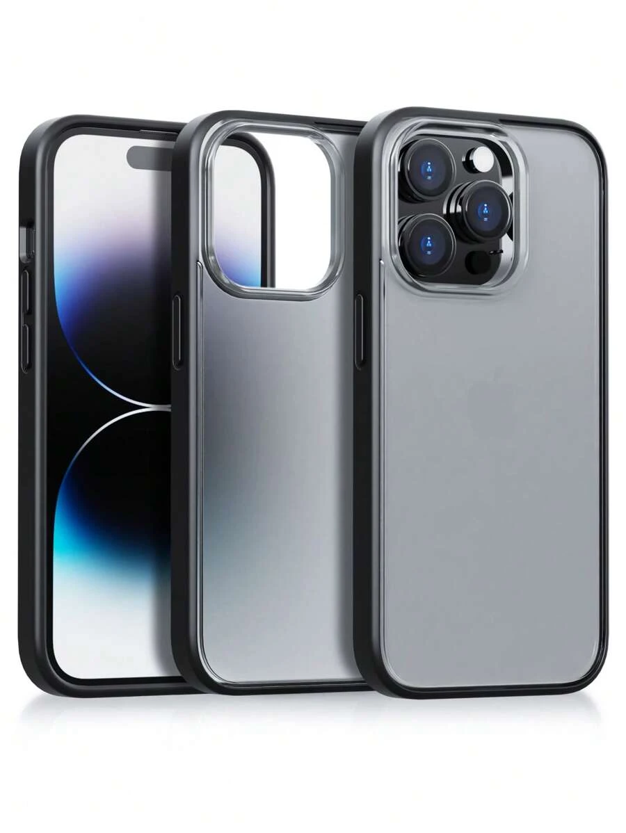 Habyby 黑色半透明啞質手機殼，手感絲滑，耐黃防摔，適用於 iPhone 11 / iPhone 13 / iPhone 14 / iPhone 15 / iPhone 12 - 黑色 - 查看 1