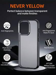Habyby 黑色半透明啞質手機殼，手感絲滑，耐黃防摔，適用於 iPhone 11 / iPhone 13 / iPhone 14 / iPhone 15 / iPhone 12 - 黑色 - 查看 7