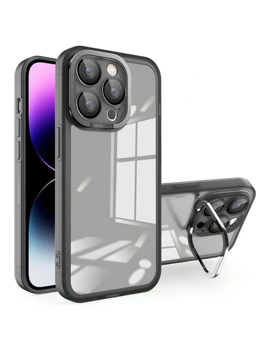 Funda de teléfono transparente con soporte invisible - Negro - Ver 1