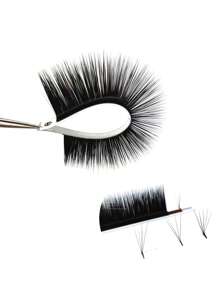 12 Rows L Curl Easy Fan False Eyelash Extensions Volume Premade Mink Lashes Wholesale M Shape Individual Lashes For Makeup - Black - View 8