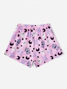 ROMWE Kawaii Cartoon Graphic Shorts - Pink - View 2