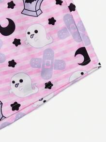 ROMWE Kawaii Cartoon Graphic Shorts - Pink - View 3