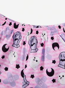 ROMWE Kawaii Cartoon Graphic Shorts - Pink - View 4