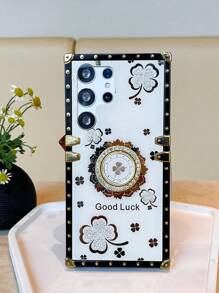 Funda para teléfono iPhone 16 con patrón floral y soporte de anillo - Dorado - Ver 6